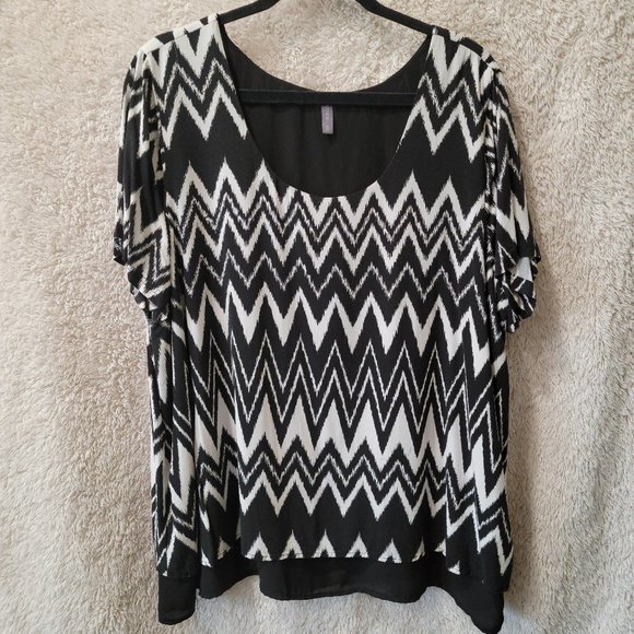 Massini - Black & White Blouse - Picture 1 of 6